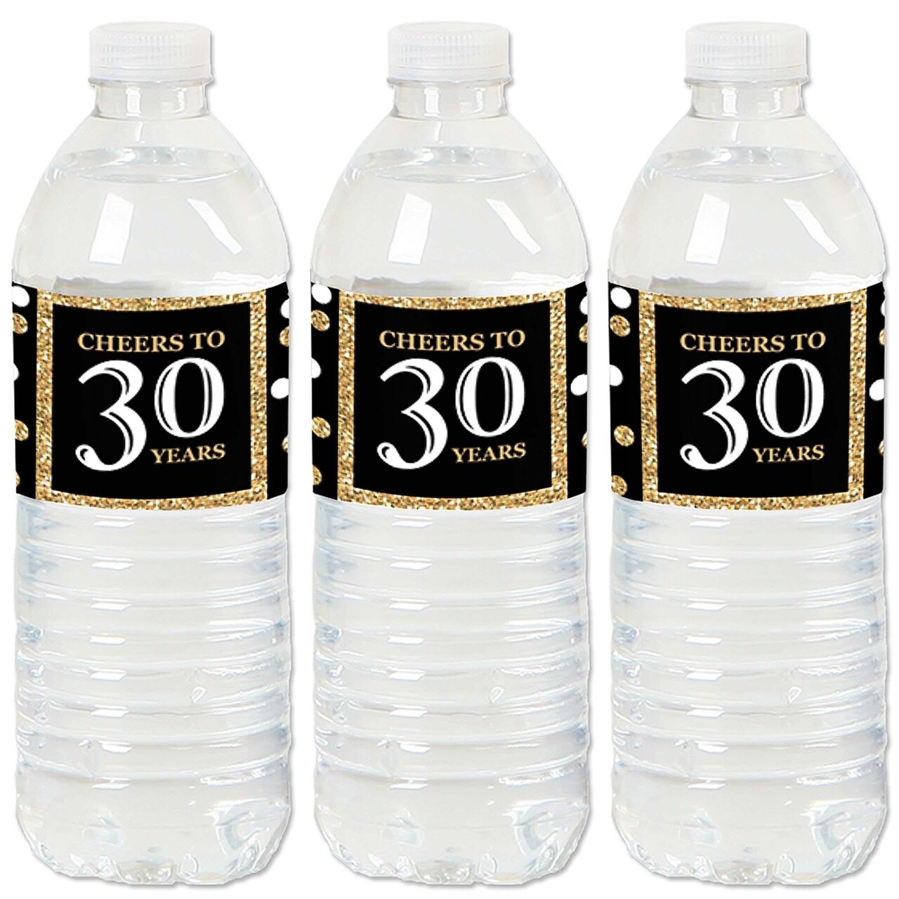 Big Dot of Happiness Adult 30th Birthday - Gold - Birthday Party Water Bottle Sticker Labels - Set of 20